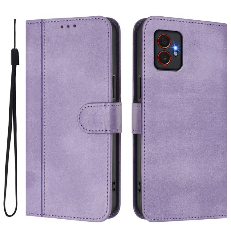 For Samsung Galaxy Xcover7 Pro Line Splicing Buckle Retro Leather Phone Case