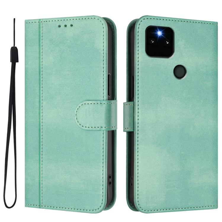 For Google Pixel 5a 5G Line Splicing Buckle Retro Leather Phone Case