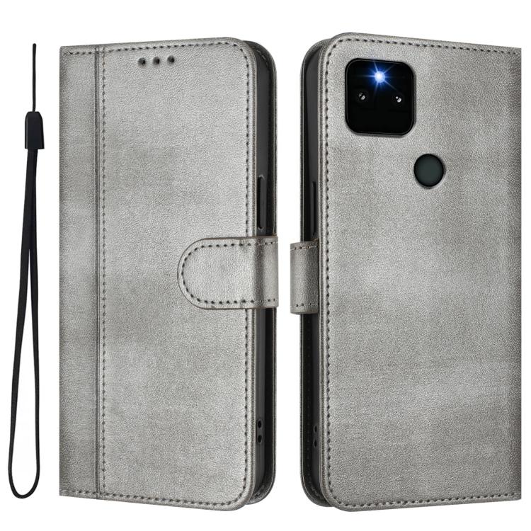 For Google Pixel 5a 5G Line Splicing Buckle Retro Leather Phone Case