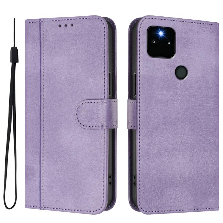 For Google Pixel 5a 5G Line Splicing Buckle Retro Leather Phone Case
