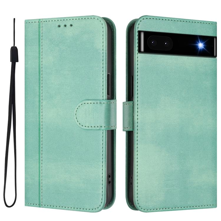 For Google Pixel 6a Line Splicing Buckle Retro Leather Phone Case