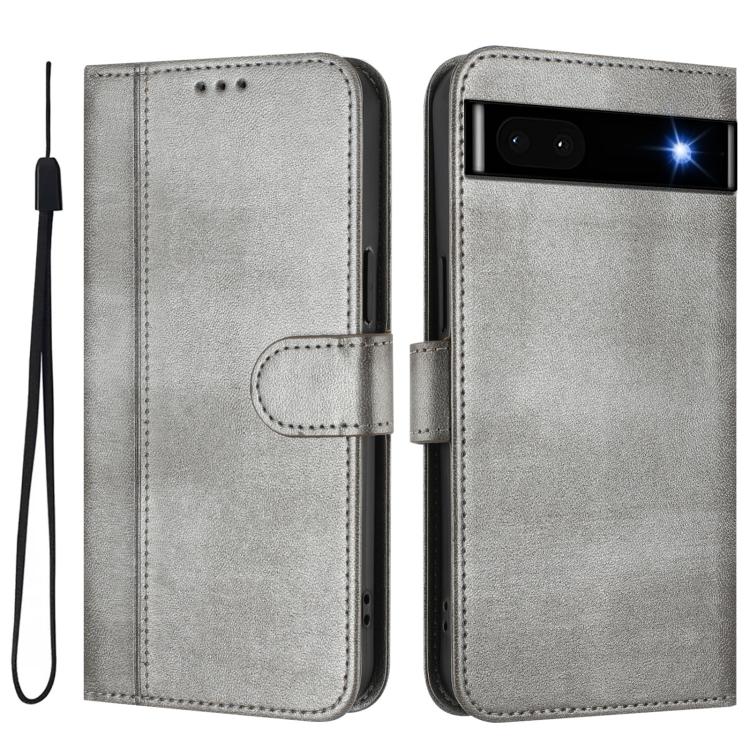 For Google Pixel 6a Line Splicing Buckle Retro Leather Phone Case
