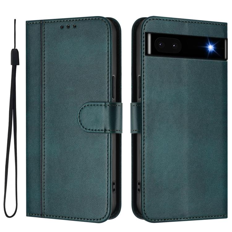 For Google Pixel 6a Line Splicing Buckle Retro Leather Phone Case