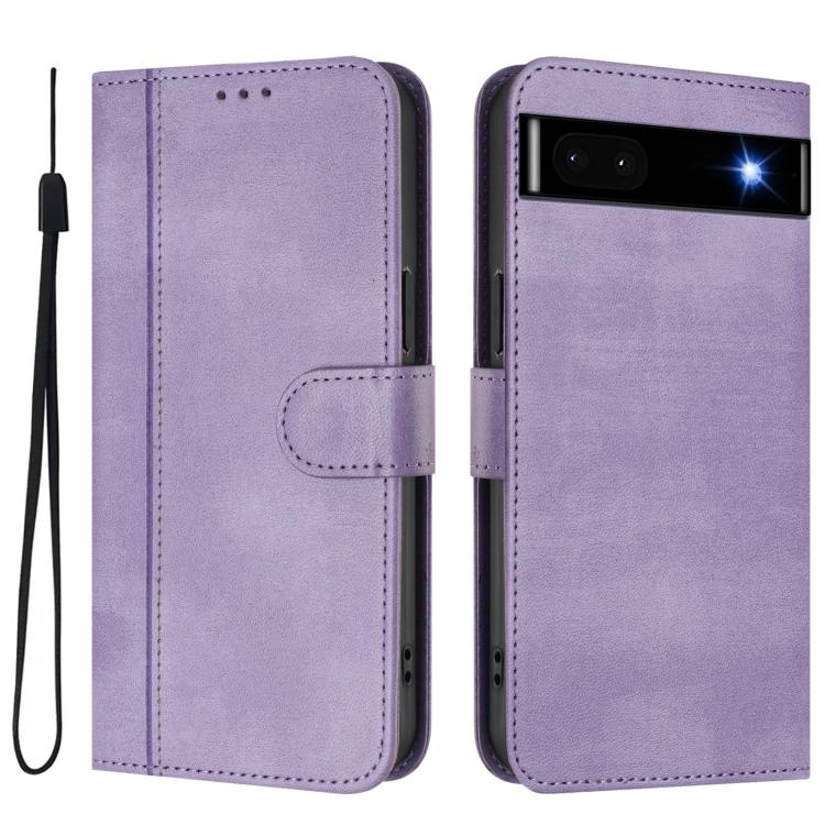 For Google Pixel 6a Line Splicing Buckle Retro Leather Phone Case