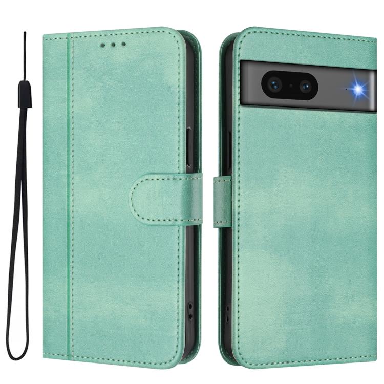 For Google Pixel 7 Line Splicing Buckle Retro Leather Phone Case