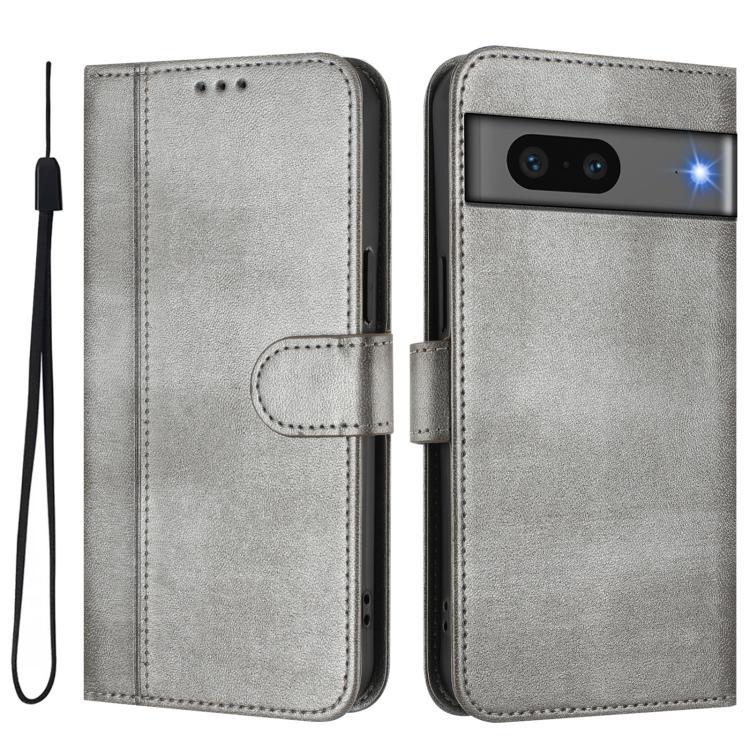 For Google Pixel 7 Line Splicing Buckle Retro Leather Phone Case