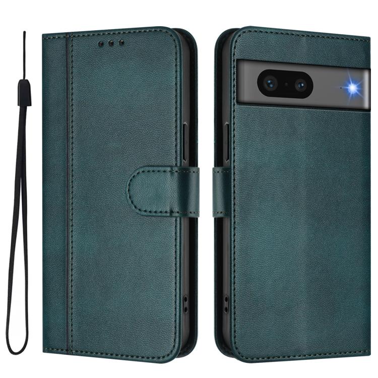 For Google Pixel 7 Line Splicing Buckle Retro Leather Phone Case