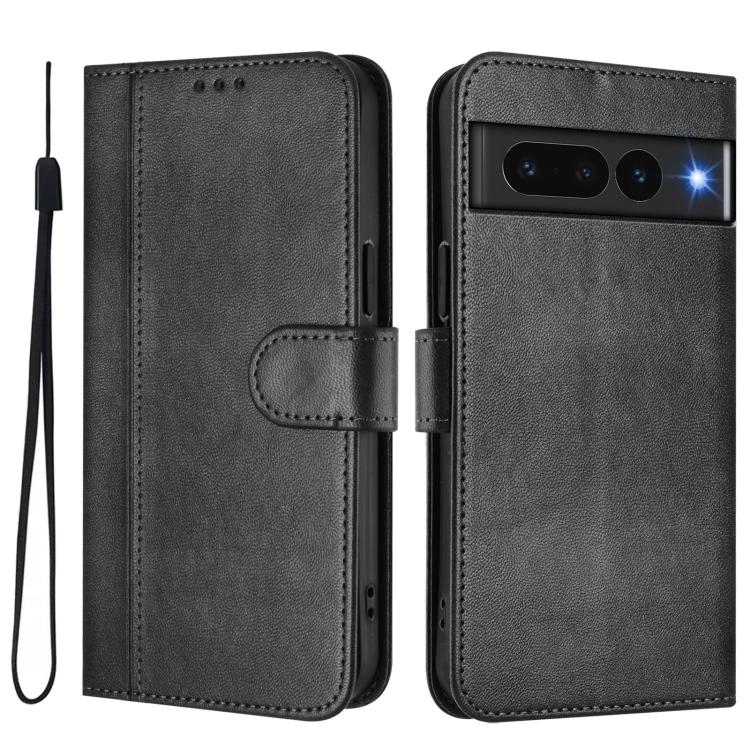 For Google Pixel 7 Pro Line Splicing Buckle Retro Leather Phone Case