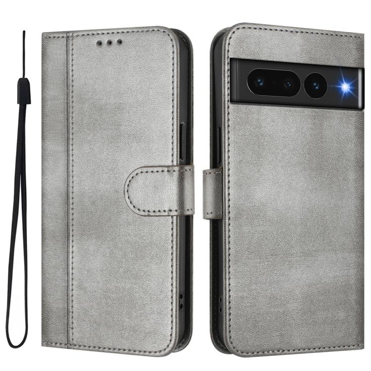 For Google Pixel 7 Pro Line Splicing Buckle Retro Leather Phone Case