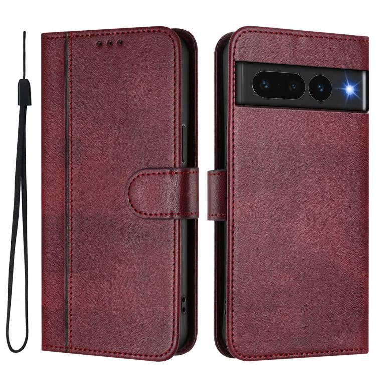 For Google Pixel 7 Pro Line Splicing Buckle Retro Leather Phone Case