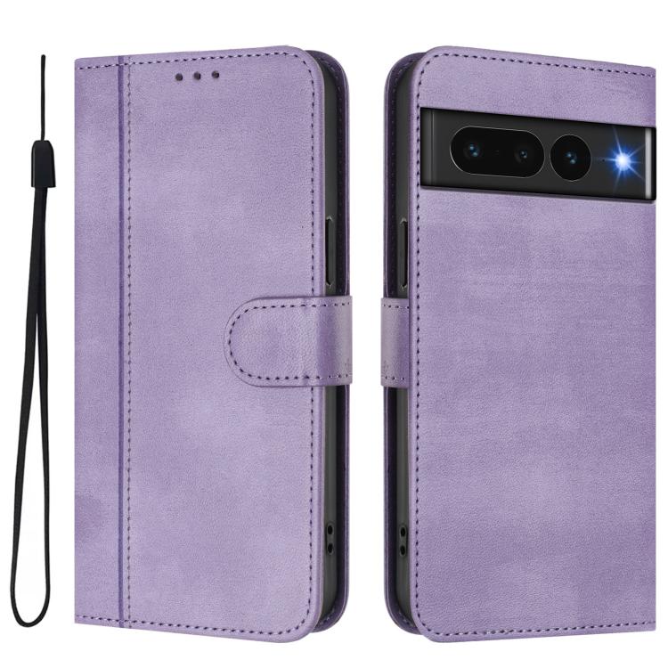 For Google Pixel 7 Pro Line Splicing Buckle Retro Leather Phone Case