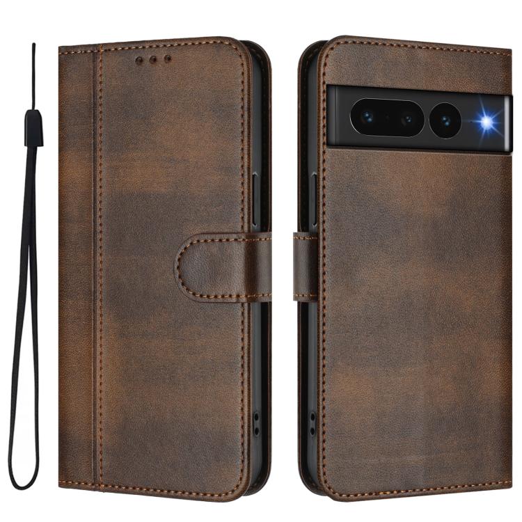 For Google Pixel 7 Pro Line Splicing Buckle Retro Leather Phone Case