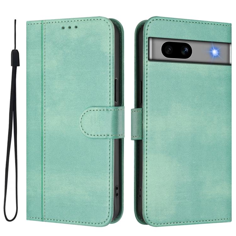 For Google Pixel 7a Line Splicing Buckle Retro Leather Phone Case