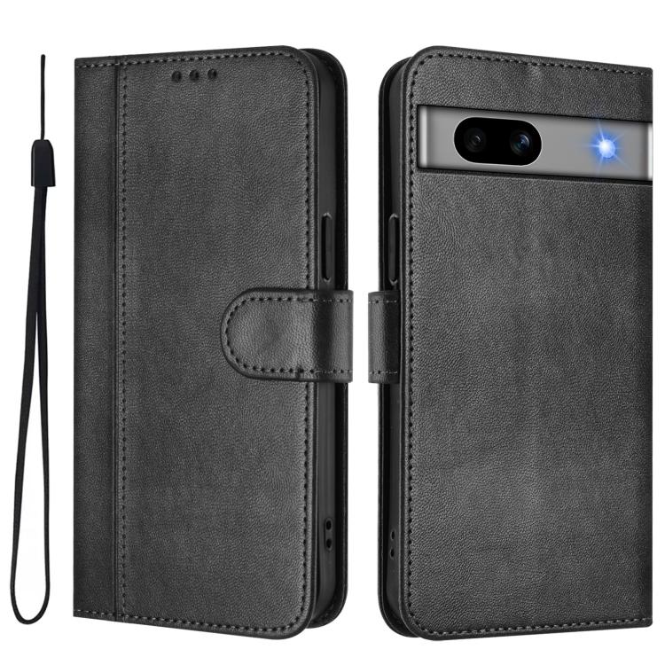 For Google Pixel 7a Line Splicing Buckle Retro Leather Phone Case