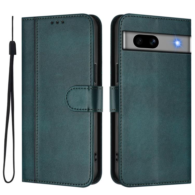 For Google Pixel 7a Line Splicing Buckle Retro Leather Phone Case