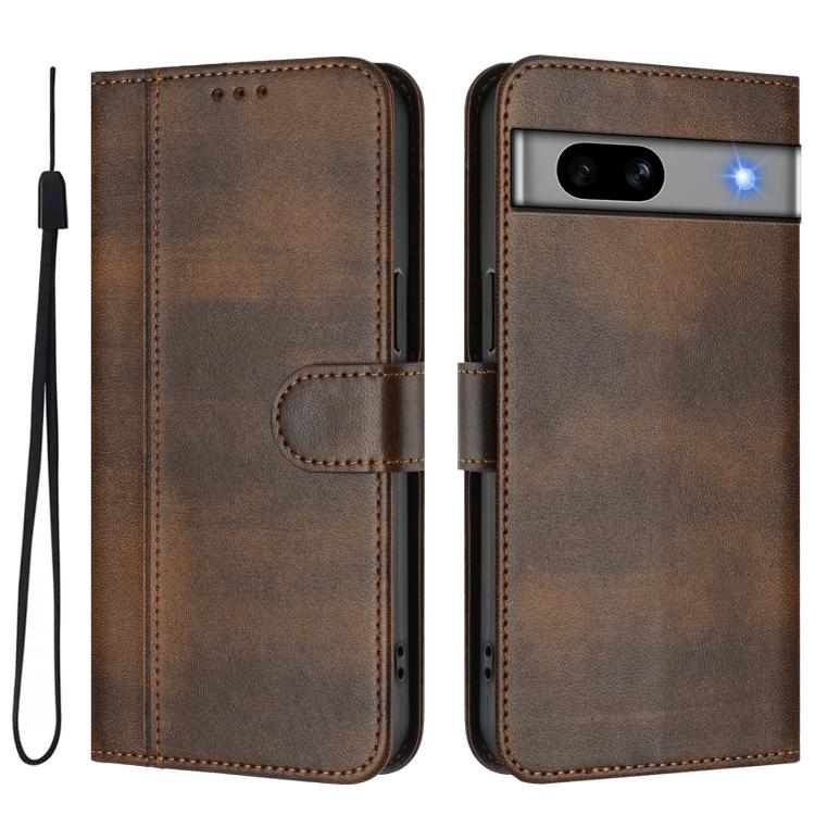 For Google Pixel 7a Line Splicing Buckle Retro Leather Phone Case