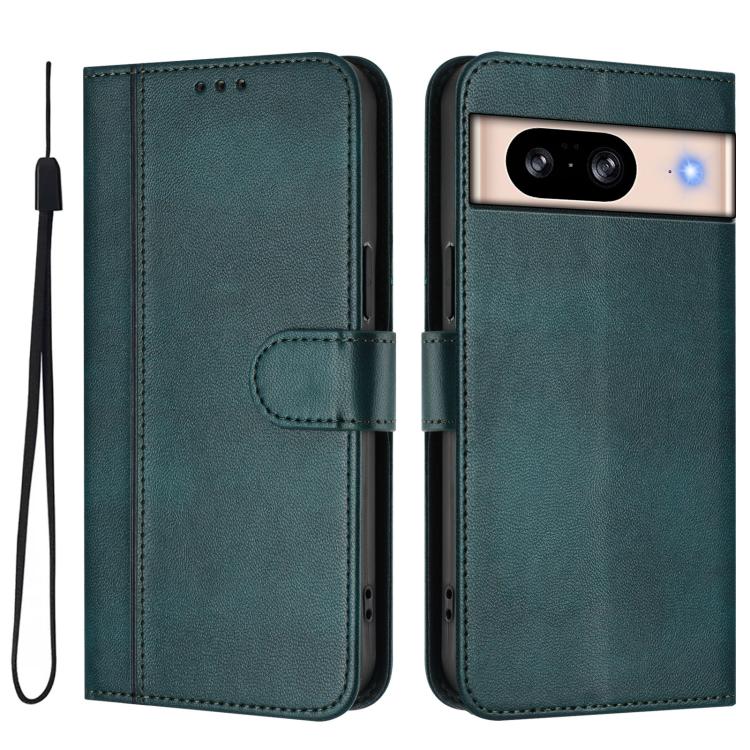 For Google Pixel 8 Line Splicing Buckle Retro Leather Phone Case