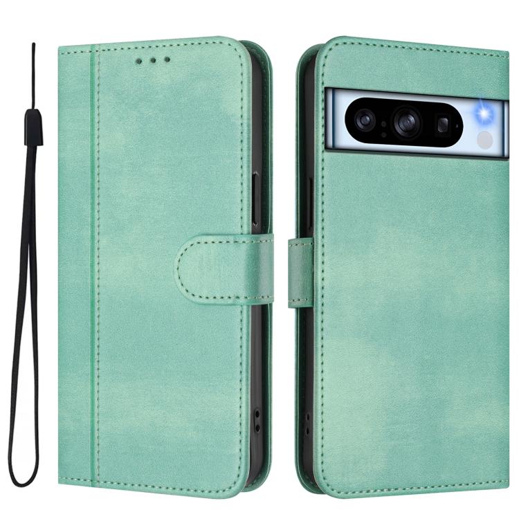 For Google Pixel 8 Pro Line Splicing Buckle Retro Leather Phone Case