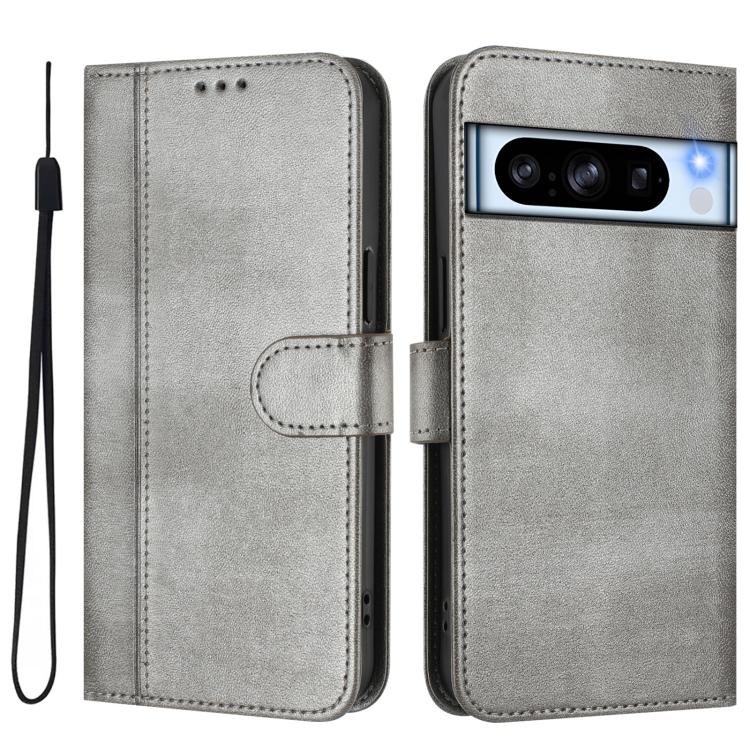 For Google Pixel 8 Pro Line Splicing Buckle Retro Leather Phone Case