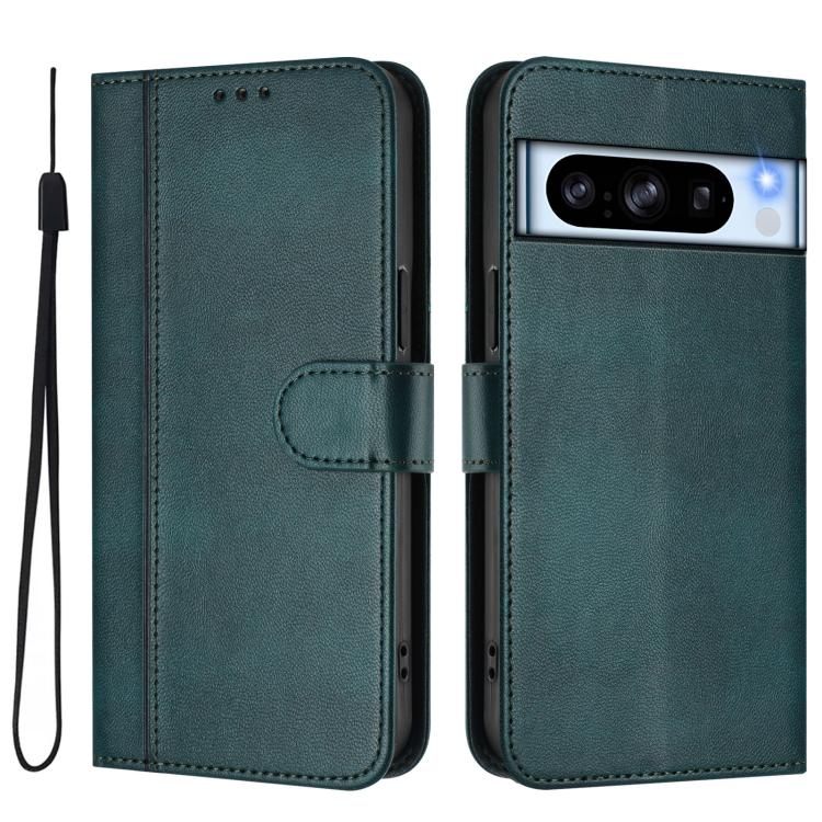 For Google Pixel 8 Pro Line Splicing Buckle Retro Leather Phone Case