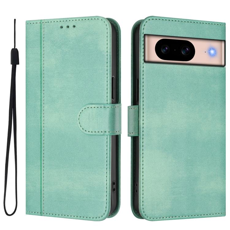 For Google Pixel 8a Line Splicing Buckle Retro Leather Phone Case