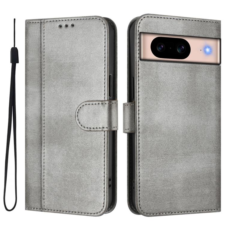 For Google Pixel 8a Line Splicing Buckle Retro Leather Phone Case
