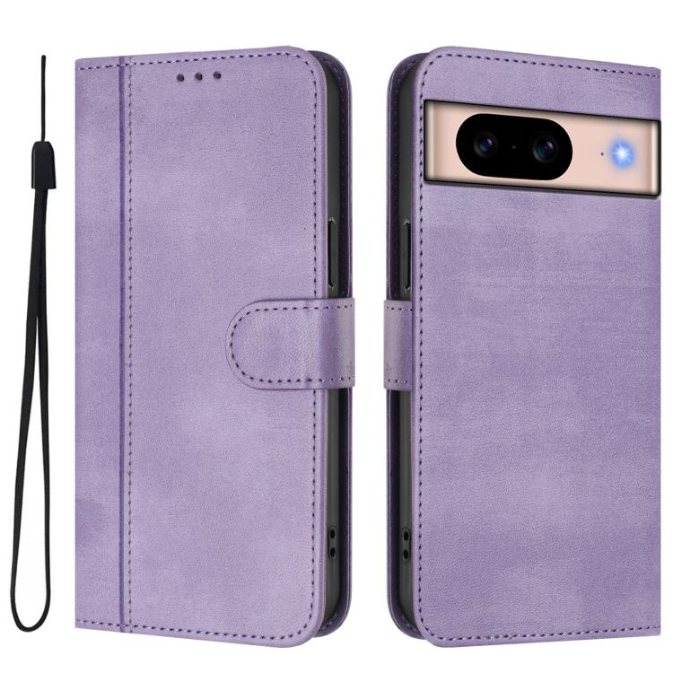 For Google Pixel 8a Line Splicing Buckle Retro Leather Phone Case