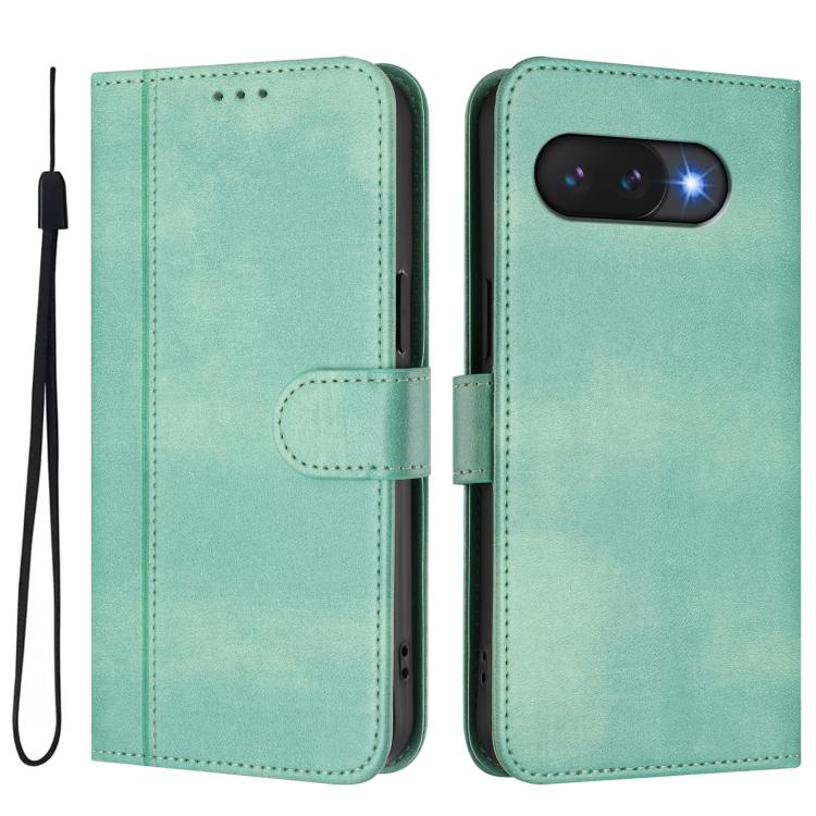 For Google Pixel 9a Line Splicing Buckle Retro Leather Phone Case
