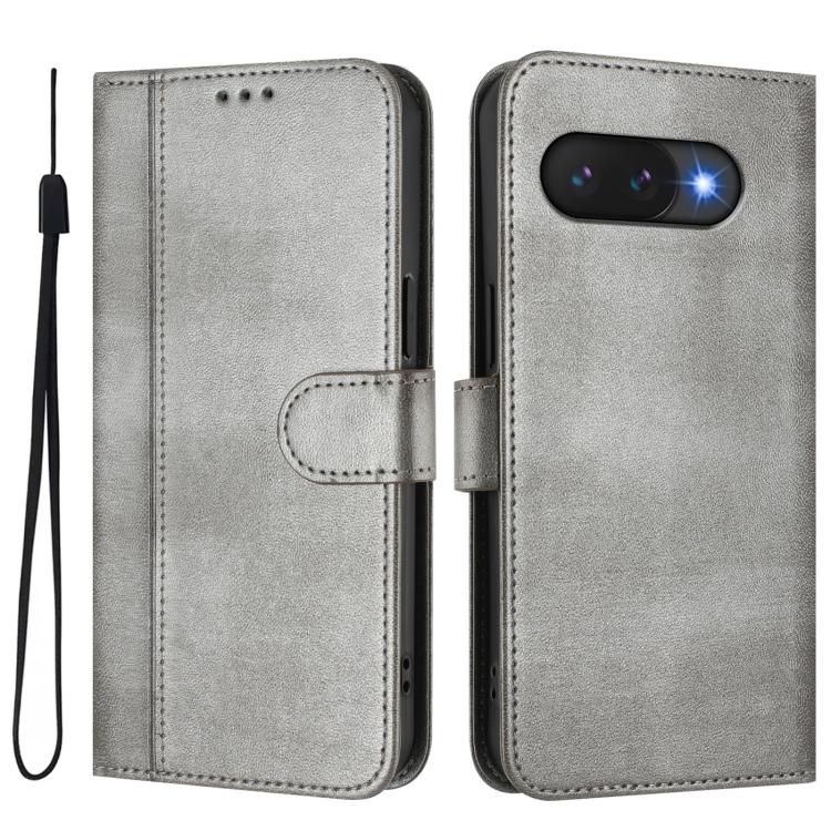 For Google Pixel 9a Line Splicing Buckle Retro Leather Phone Case