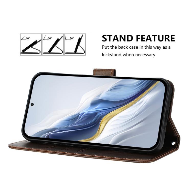 For Google Pixel 9a Line Splicing Buckle Retro Leather Phone Case