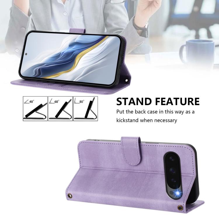 For Google Pixel 10 / 10 Pro / Pixel 9 / 9 Pro Line Splicing Buckle Retro Leather Phone Case