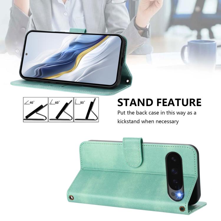 For Google Pixel 9 Pro XL / Pixel 10 Pro XL Line Splicing Buckle Retro Leather Phone Case