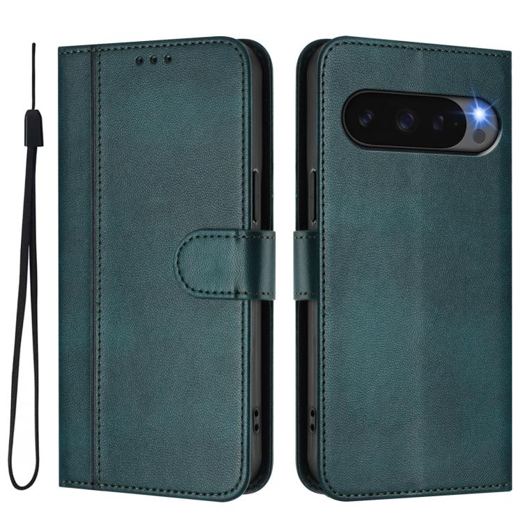 For Google Pixel 9 Pro XL / Pixel 10 Pro XL Line Splicing Buckle Retro Leather Phone Case