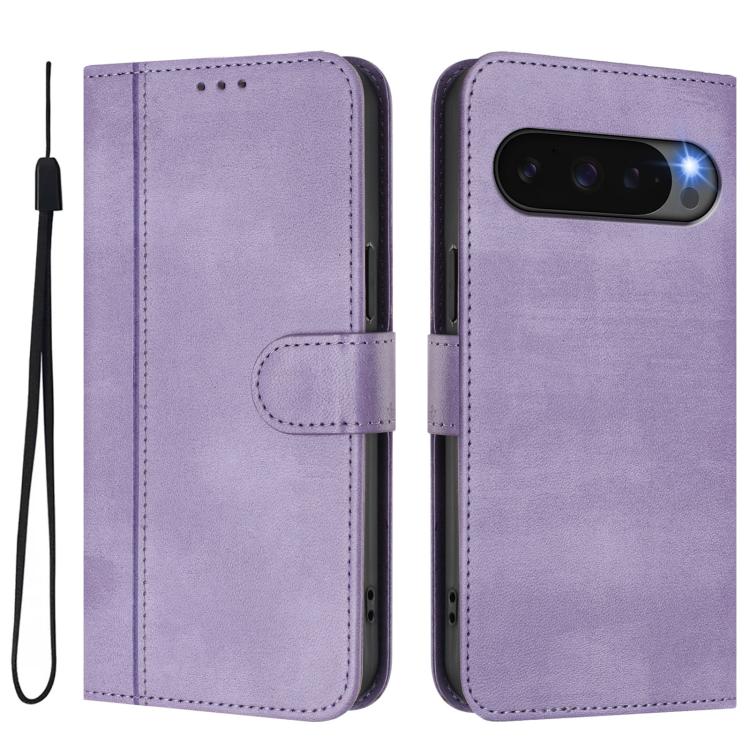 For Google Pixel 9 Pro XL / Pixel 10 Pro XL Line Splicing Buckle Retro Leather Phone Case