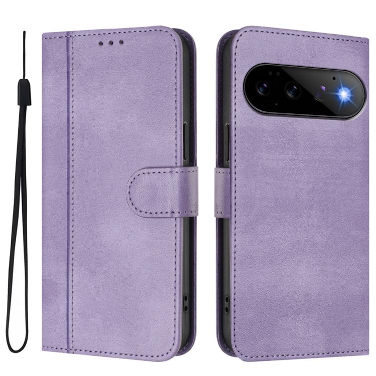 For Google Pixel 11 Pro / 11 Line Splicing Buckle Retro Leather Phone Case