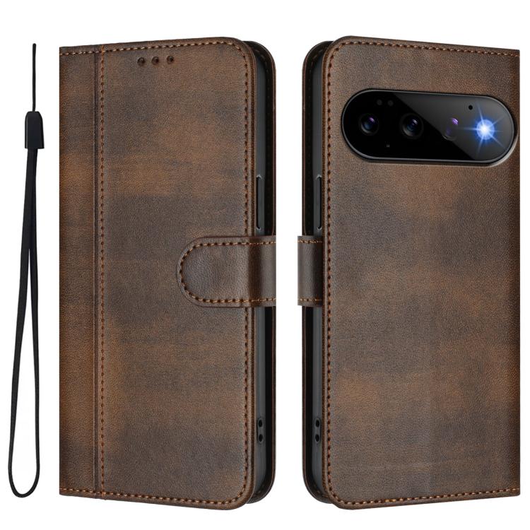 For Google Pixel 11 Pro / 11 Line Splicing Buckle Retro Leather Phone Case