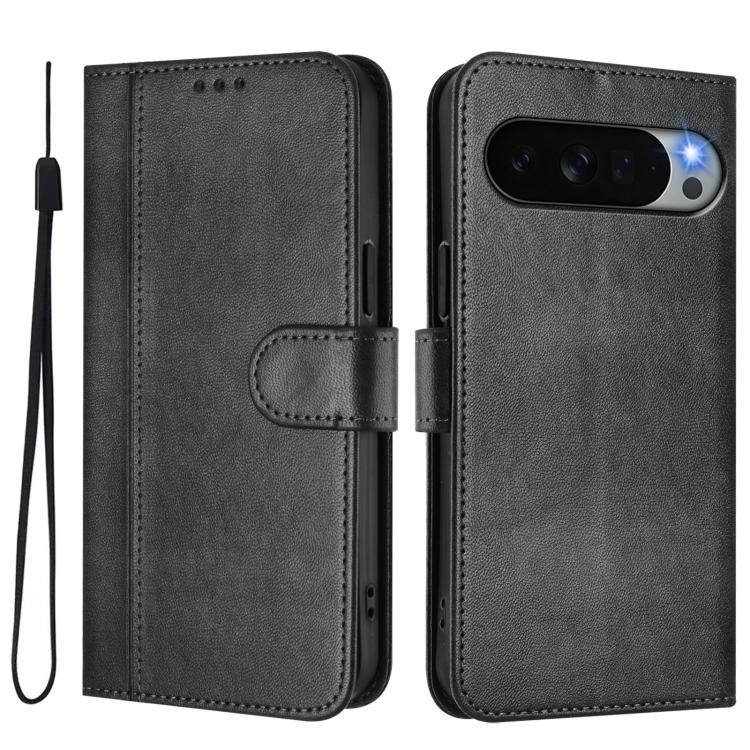For Google Pixel 11 Pro XL Line Splicing Buckle Retro Leather Phone Case