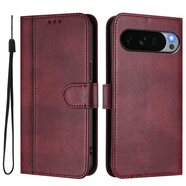 For Google Pixel 11 Pro XL Line Splicing Buckle Retro Leather Phone Case