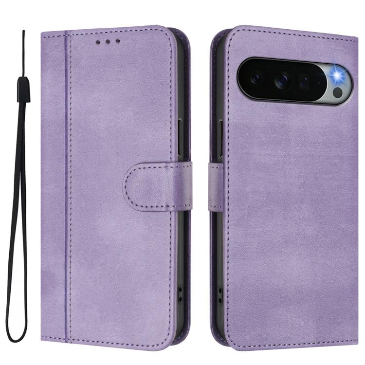 For Google Pixel 11 Pro XL Line Splicing Buckle Retro Leather Phone Case