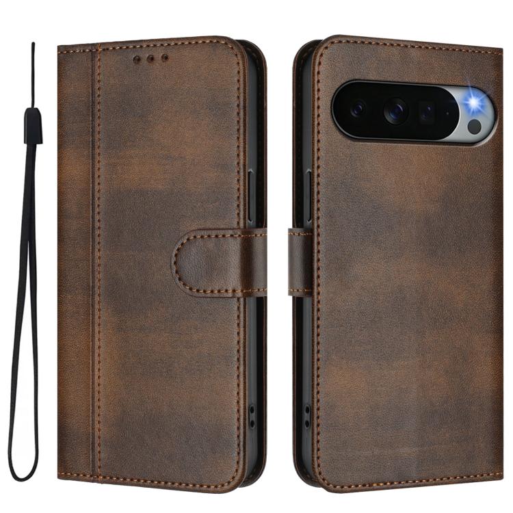 For Google Pixel 11 Pro XL Line Splicing Buckle Retro Leather Phone Case