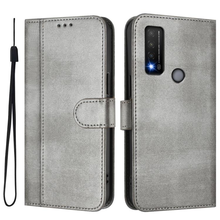 For TCL 20 R 5G / TCL 20 AX 5G / TCL Bremen 5G Line Splicing Buckle Retro Leather Phone Case