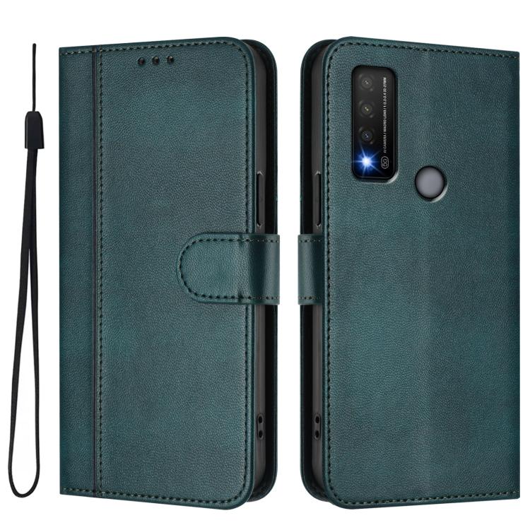 For TCL 20 R 5G / TCL 20 AX 5G / TCL Bremen 5G Line Splicing Buckle Retro Leather Phone Case