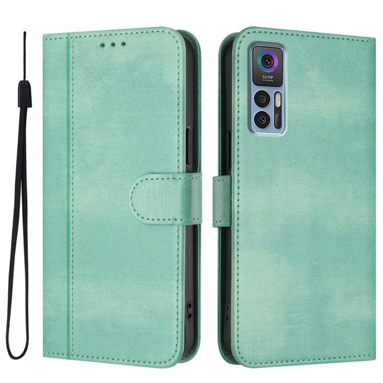 For TCL 30 4G / TCL 30 5G / TCL 30+ Line Splicing Buckle Retro Leather Phone Case
