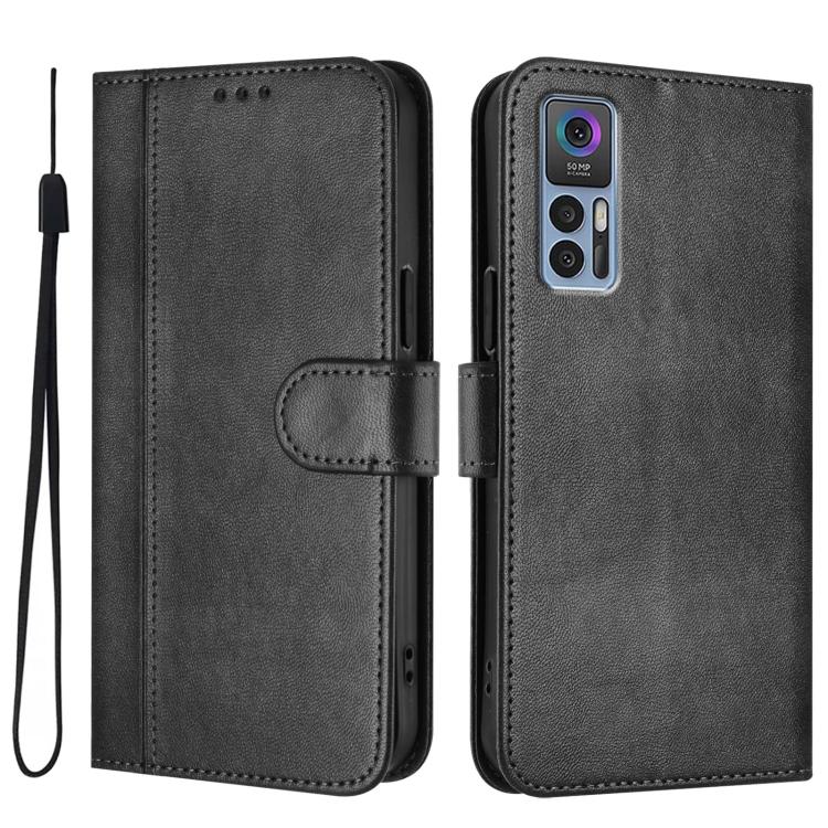 For TCL 30 4G / TCL 30 5G / TCL 30+ Line Splicing Buckle Retro Leather Phone Case