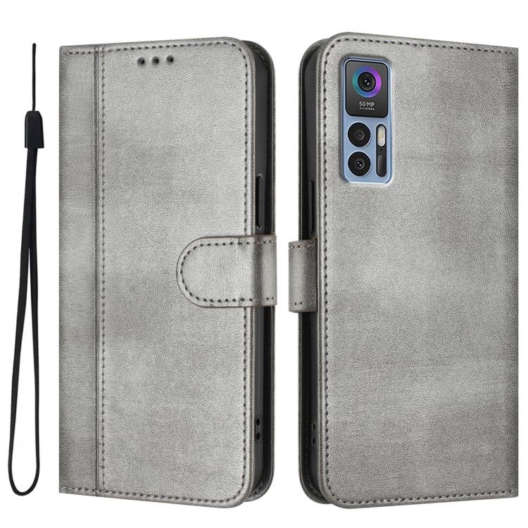 For TCL 30 4G / TCL 30 5G / TCL 30+ Line Splicing Buckle Retro Leather Phone Case