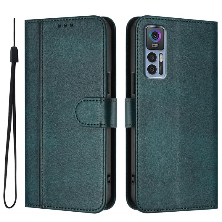 For TCL 30 4G / TCL 30 5G / TCL 30+ Line Splicing Buckle Retro Leather Phone Case