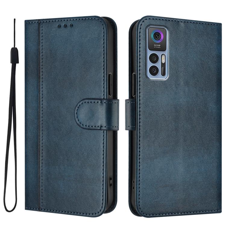 For TCL 30 4G / TCL 30 5G / TCL 30+ Line Splicing Buckle Retro Leather Phone Case