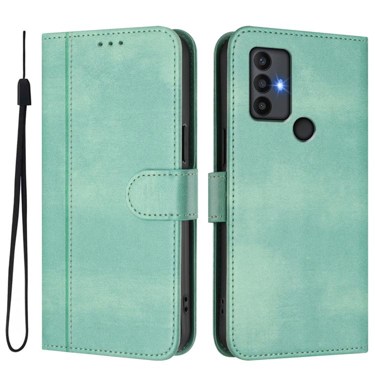 For TCL 30 SE Line Splicing Buckle Retro Leather Phone Case