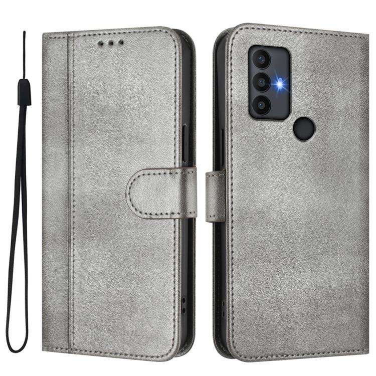 For TCL 30 SE Line Splicing Buckle Retro Leather Phone Case