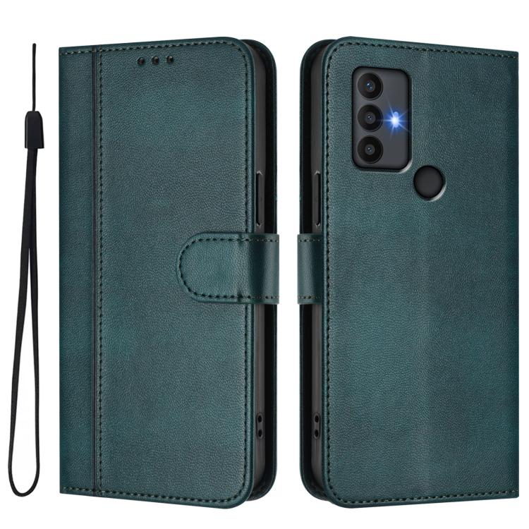 For TCL 30 SE Line Splicing Buckle Retro Leather Phone Case